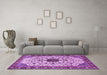 Machine Washable Medallion Purple Traditional Area Rugs in a Living Room, wshtr548pur