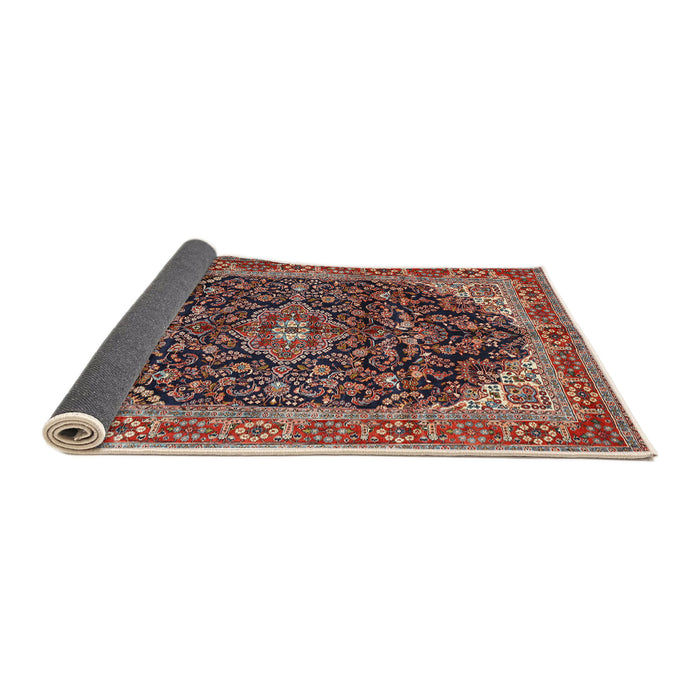 Sideview of Traditional Saffron Red Medallion Rug, tr549