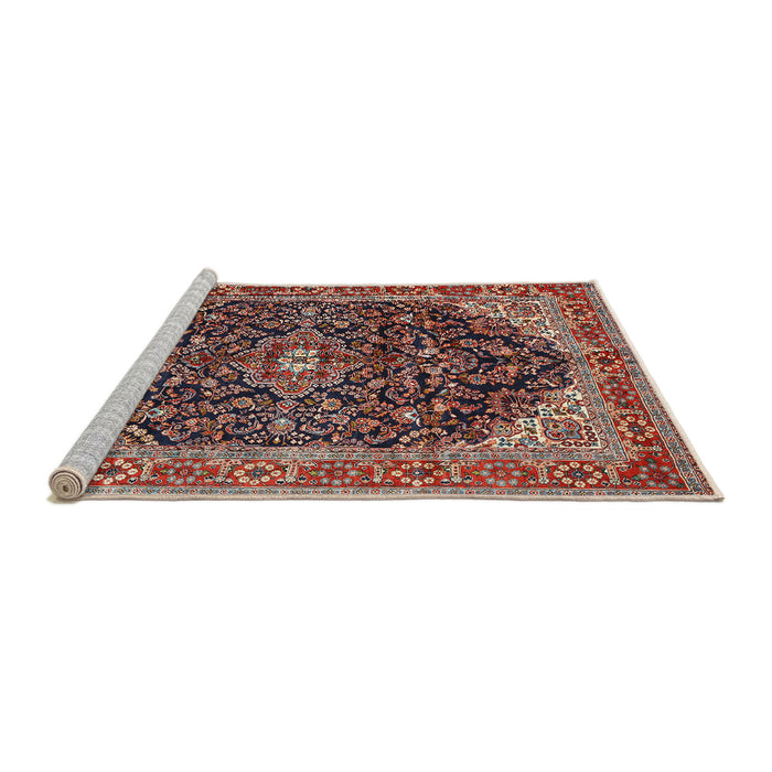 Sideview of Machine Washable Traditional Saffron Red Rug, wshtr549