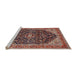 Sideview of Machine Washable Traditional Saffron Red Rug, wshtr549