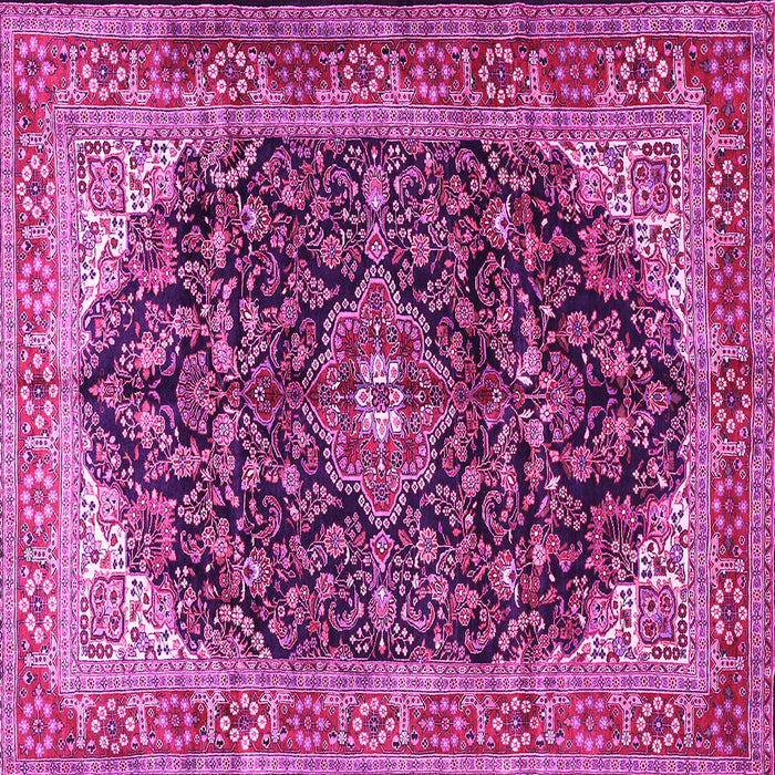 Square Machine Washable Medallion Pink Traditional Rug, wshtr549pnk