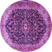 Round Medallion Purple Traditional Rug, tr549pur