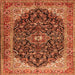 Serging Thickness of Medallion Orange Traditional Rug, tr549org