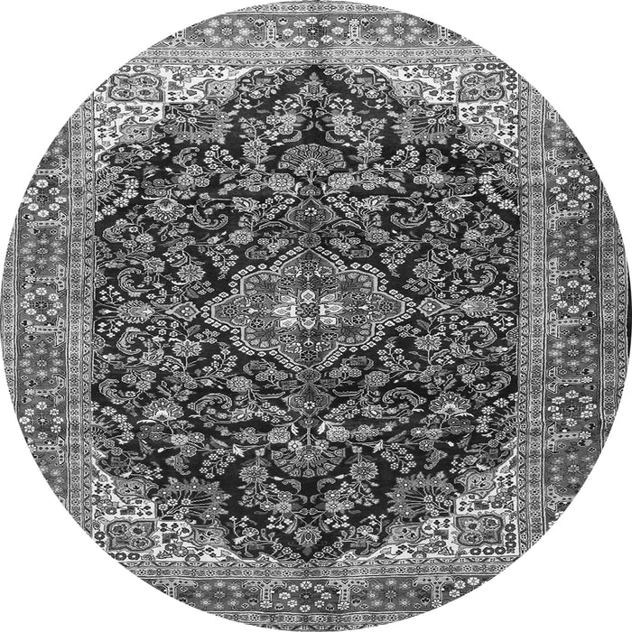 Machine Washable Medallion Gray Traditional Rug, wshtr549gry