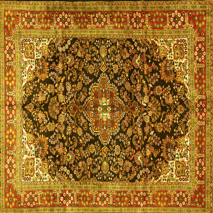 Square Medallion Yellow Traditional Rug, tr549yw