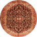 Machine Washable Medallion Orange Traditional Area Rugs, wshtr549org