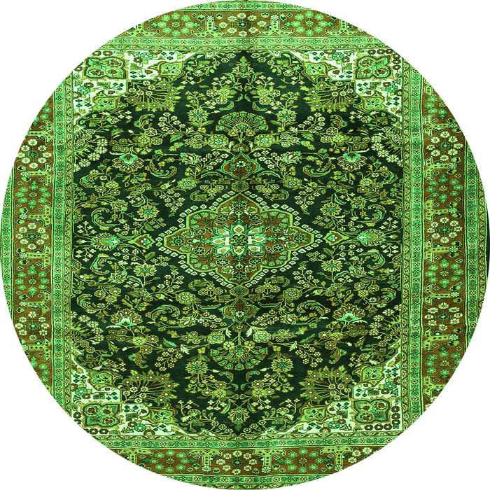 Machine Washable Medallion Green Traditional Area Rugs, wshtr549grn