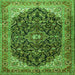 Serging Thickness of Medallion Green Traditional Rug, tr549grn