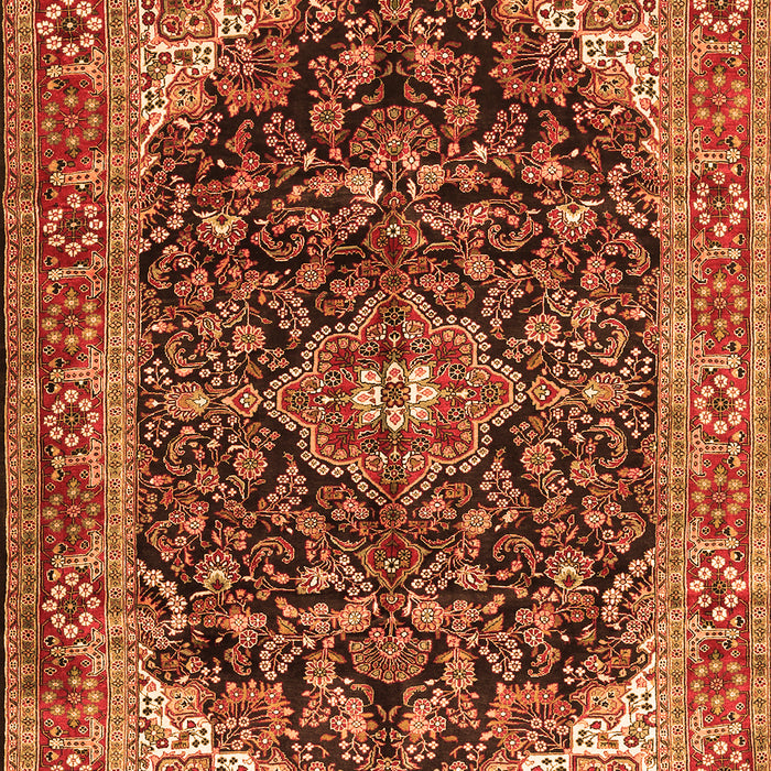 Serging Thickness of Machine Washable Medallion Orange Traditional Area Rugs, wshtr549org