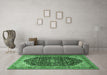 Machine Washable Medallion Emerald Green Traditional Area Rugs in a Living Room,, wshtr549emgrn