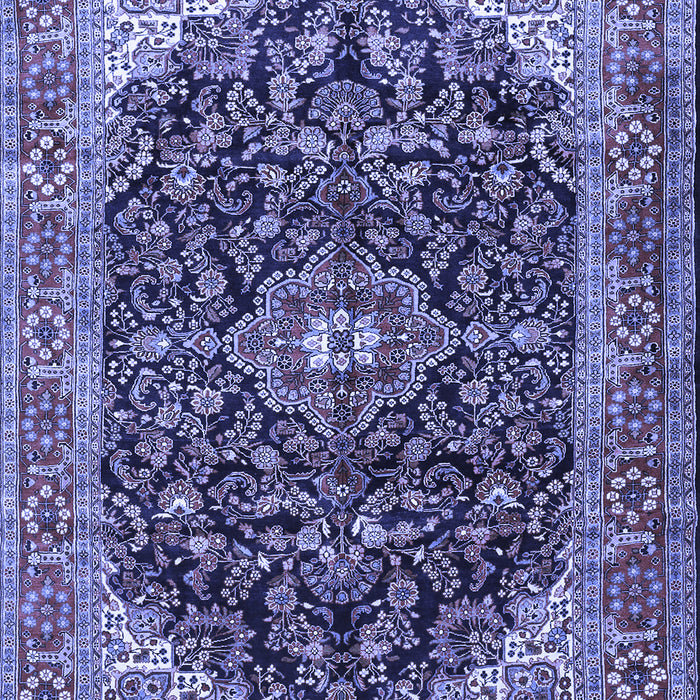 Machine Washable Medallion Blue Traditional Rug, wshtr549blu