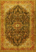 Machine Washable Medallion Yellow Traditional Rug, wshtr549yw