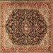 Square Medallion Brown Traditional Rug, tr549brn