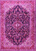 Machine Washable Medallion Pink Traditional Rug, wshtr549pnk