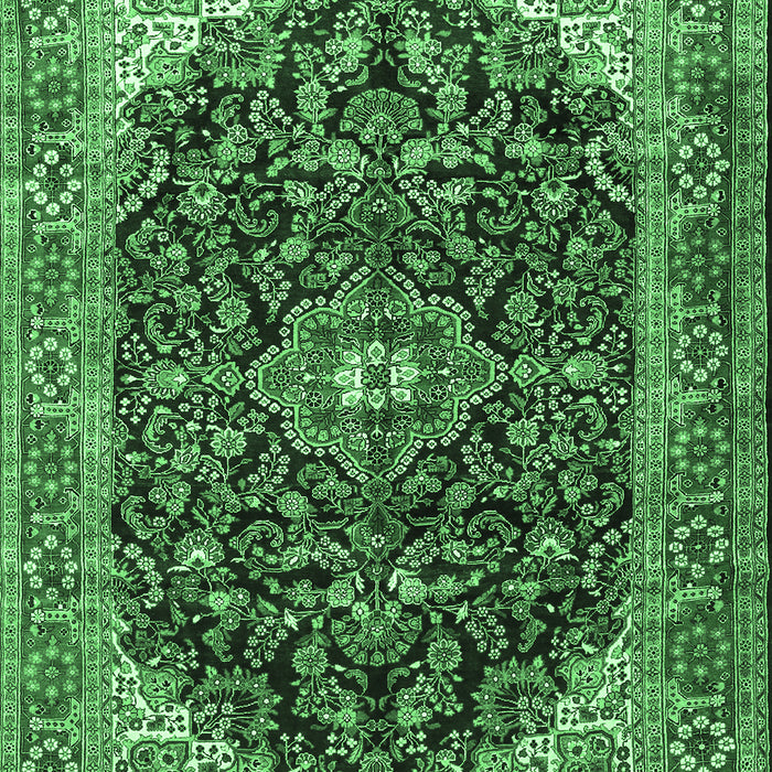 Machine Washable Medallion Emerald Green Traditional Area Rugs, wshtr549emgrn
