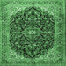 Square Medallion Emerald Green Traditional Rug, tr549emgrn