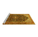 Sideview of Machine Washable Medallion Yellow Traditional Rug, wshtr549yw