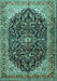 Machine Washable Medallion Turquoise Traditional Area Rugs, wshtr549turq