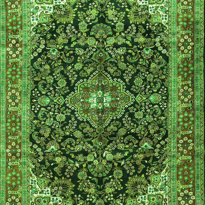 Serging Thickness of Machine Washable Medallion Green Traditional Area Rugs, wshtr549grn