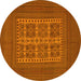 Round Southwestern Yellow Country Rug, tr54yw