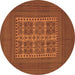 Round Southwestern Brown Country Rug, tr54brn