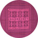 Round Machine Washable Southwestern Purple Country Area Rugs, wshtr54pur