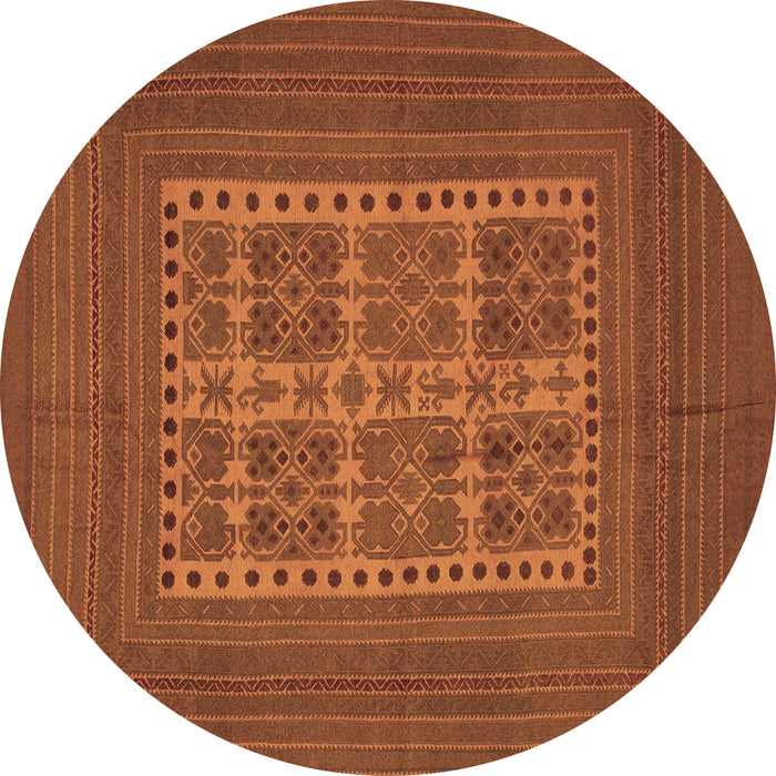 Round Machine Washable Southwestern Brown Country Rug, wshtr54brn