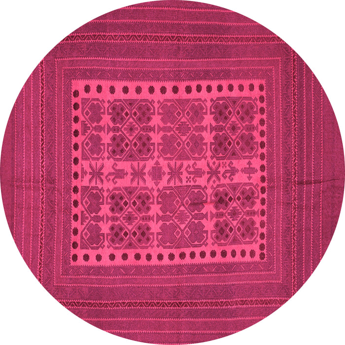 Round Machine Washable Southwestern Pink Country Rug, wshtr54pnk