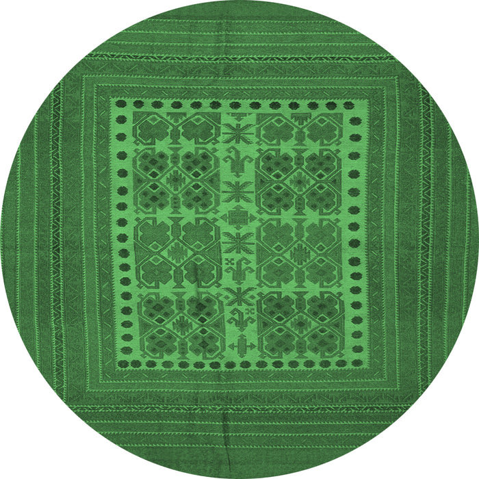 Round Southwestern Emerald Green Country Rug, tr54emgrn