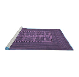 Sideview of Machine Washable Southwestern Blue Country Rug, wshtr54blu