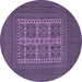 Round Southwestern Blue Country Rug, tr54blu