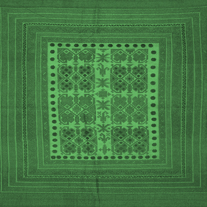 Square Machine Washable Southwestern Emerald Green Country Area Rugs, wshtr54emgrn