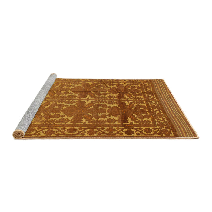 Sideview of Machine Washable Traditional Mahogany Brown Rug, wshtr55