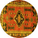 Round Persian Yellow Traditional Rug, tr550yw