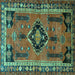 Square Machine Washable Persian Turquoise Traditional Area Rugs, wshtr550turq