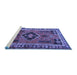 Sideview of Machine Washable Persian Blue Traditional Rug, wshtr550blu