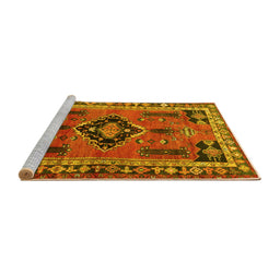 Sideview of Machine Washable Persian Yellow Traditional Rug, wshtr550yw