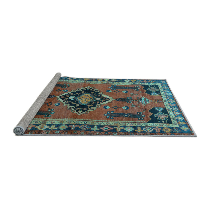Sideview of Machine Washable Persian Light Blue Traditional Rug, wshtr550lblu