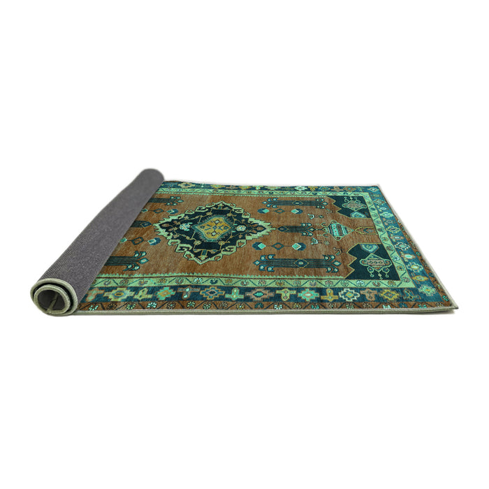 Sideview of Persian Turquoise Traditional Rug, tr550turq