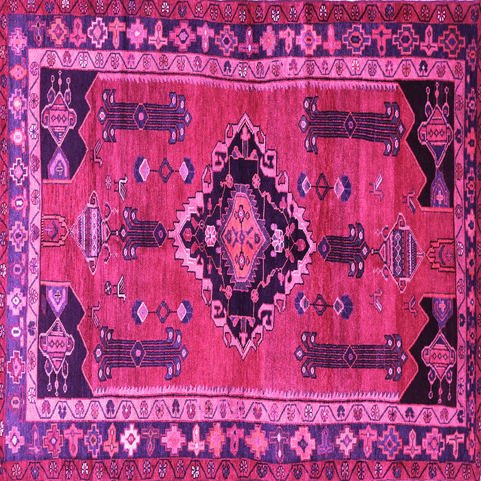 Square Machine Washable Persian Pink Traditional Rug, wshtr550pnk