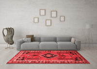 Machine Washable Persian Red Traditional Rug, wshtr550red