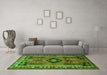 Machine Washable Persian Green Traditional Area Rugs in a Living Room,, wshtr550grn