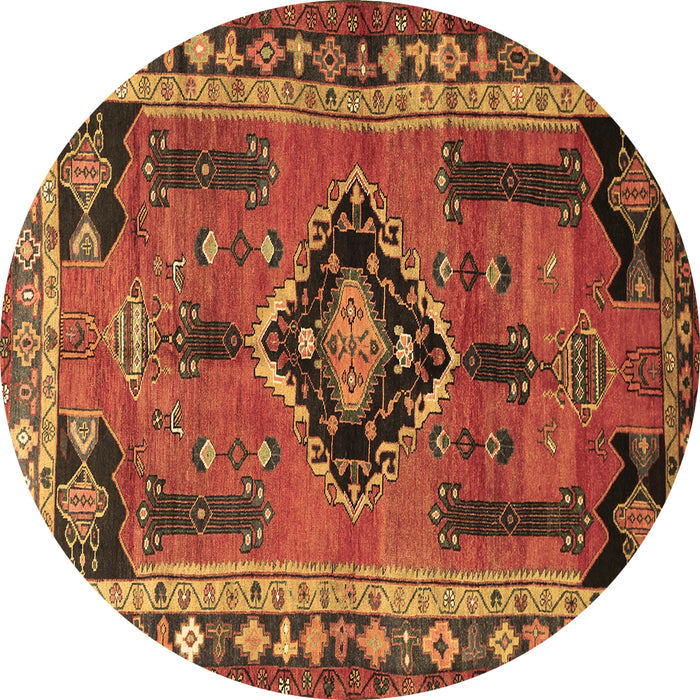 Round Machine Washable Persian Brown Traditional Rug, wshtr550brn
