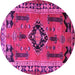 Round Machine Washable Persian Pink Traditional Rug, wshtr550pnk