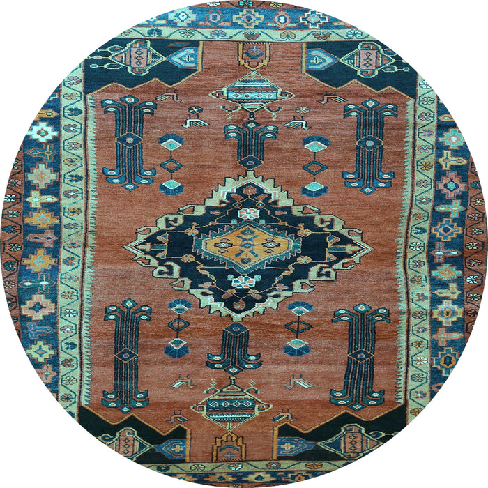 Round Machine Washable Persian Light Blue Traditional Rug, wshtr550lblu