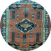 Round Machine Washable Persian Light Blue Traditional Rug, wshtr550lblu