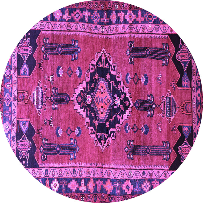 Round Machine Washable Persian Purple Traditional Area Rugs, wshtr550pur