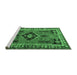 Sideview of Machine Washable Persian Emerald Green Traditional Area Rugs, wshtr550emgrn