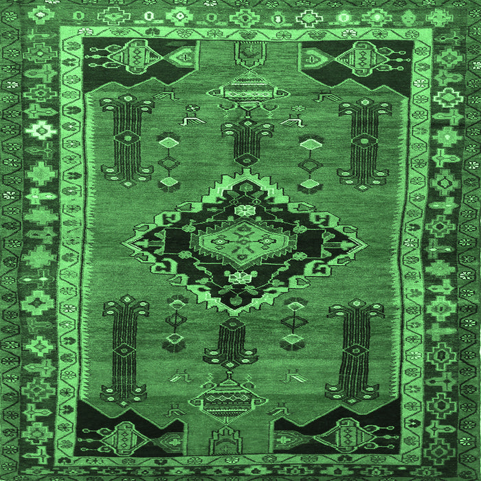 Square Persian Emerald Green Traditional Rug, tr550emgrn