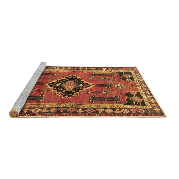 Sideview of Machine Washable Persian Brown Traditional Rug, wshtr550brn